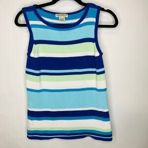 Eddie Bauer Cotton Striped Sleeveless Sweater Tank Sz Medium